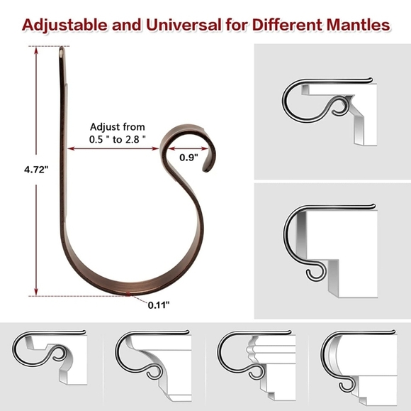 🍒 3 for 30 Fireplace Hanger Hooks set of 6 - Picture 9 of 9